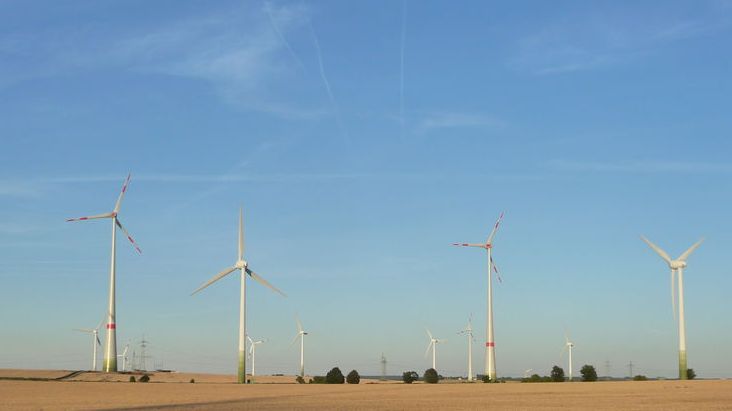 Windräder auf einem Acker