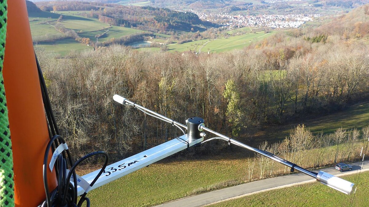 Wind meter on a mast in the test field