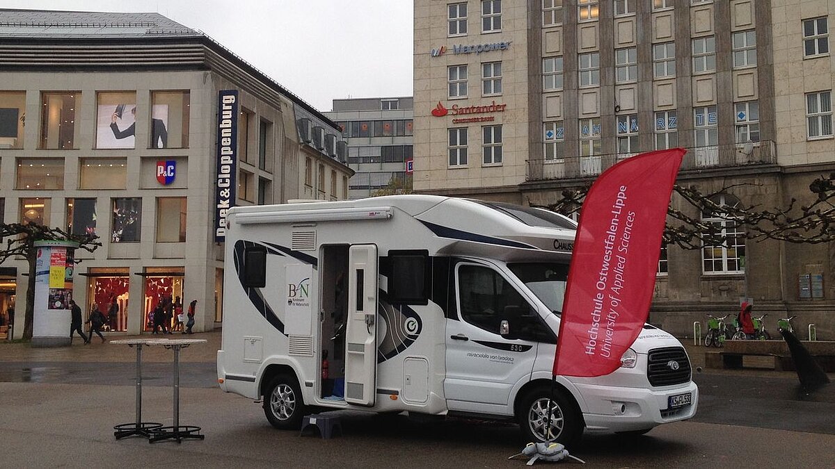 Motorhome in a pedestrian zone
