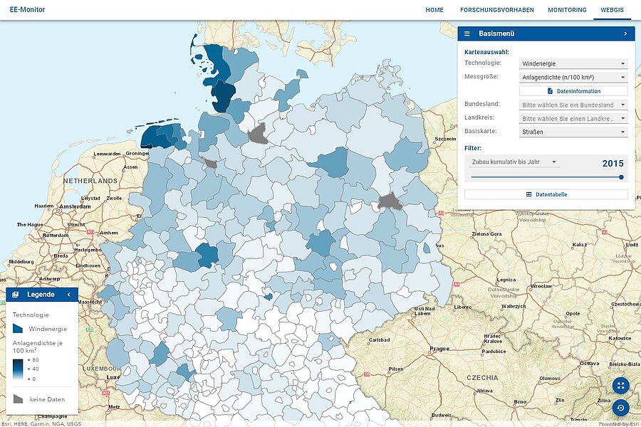 Benutzeroberfläche Web-GIS-Anwendung