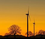 Wind turbines before sunset