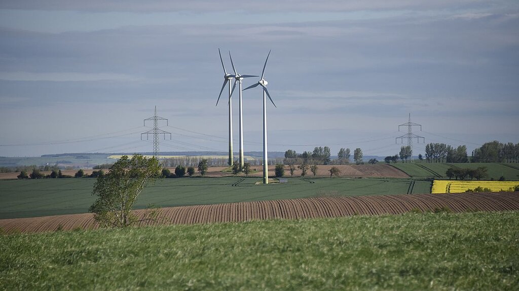 Wind turbines in a landscape