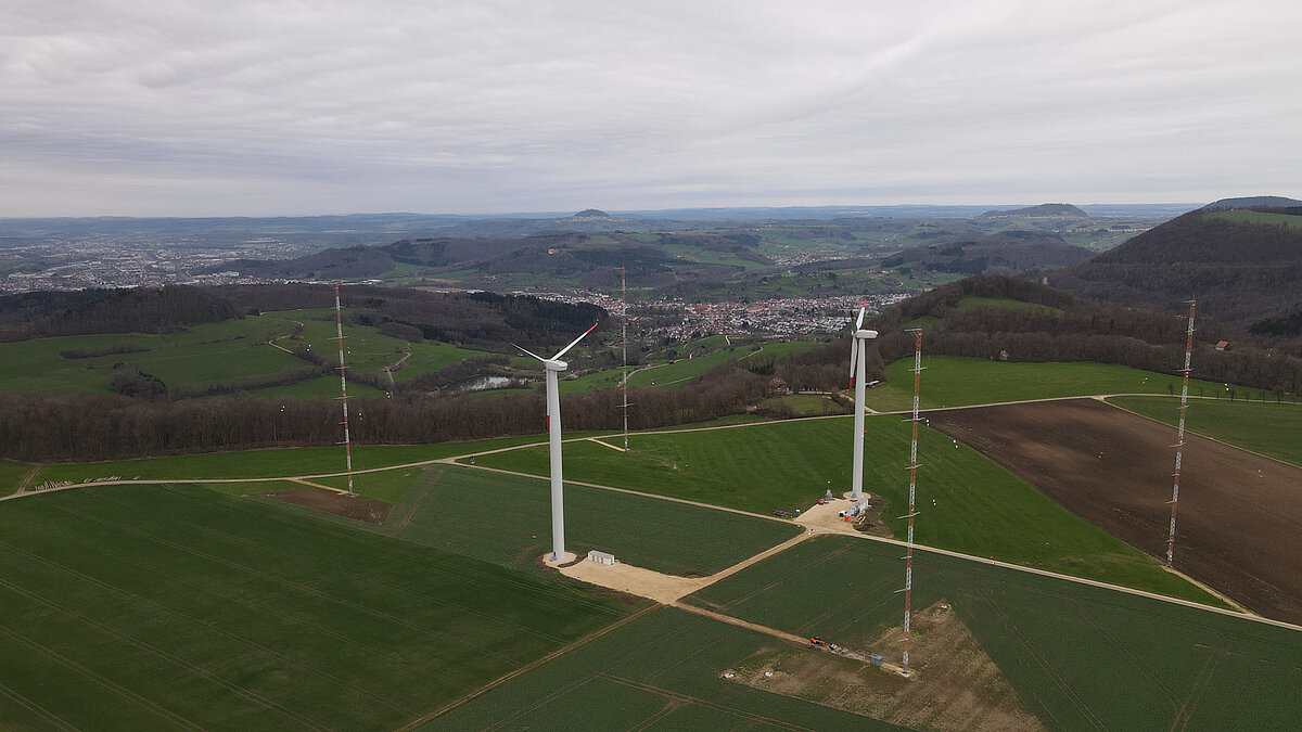 Luftbild des Testwindparks